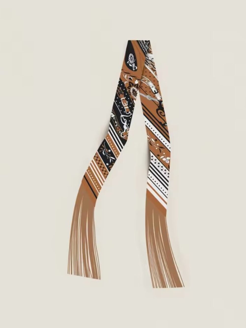 Rust Equestrian Purse Scarf with Fringe - Picture 2 of 10